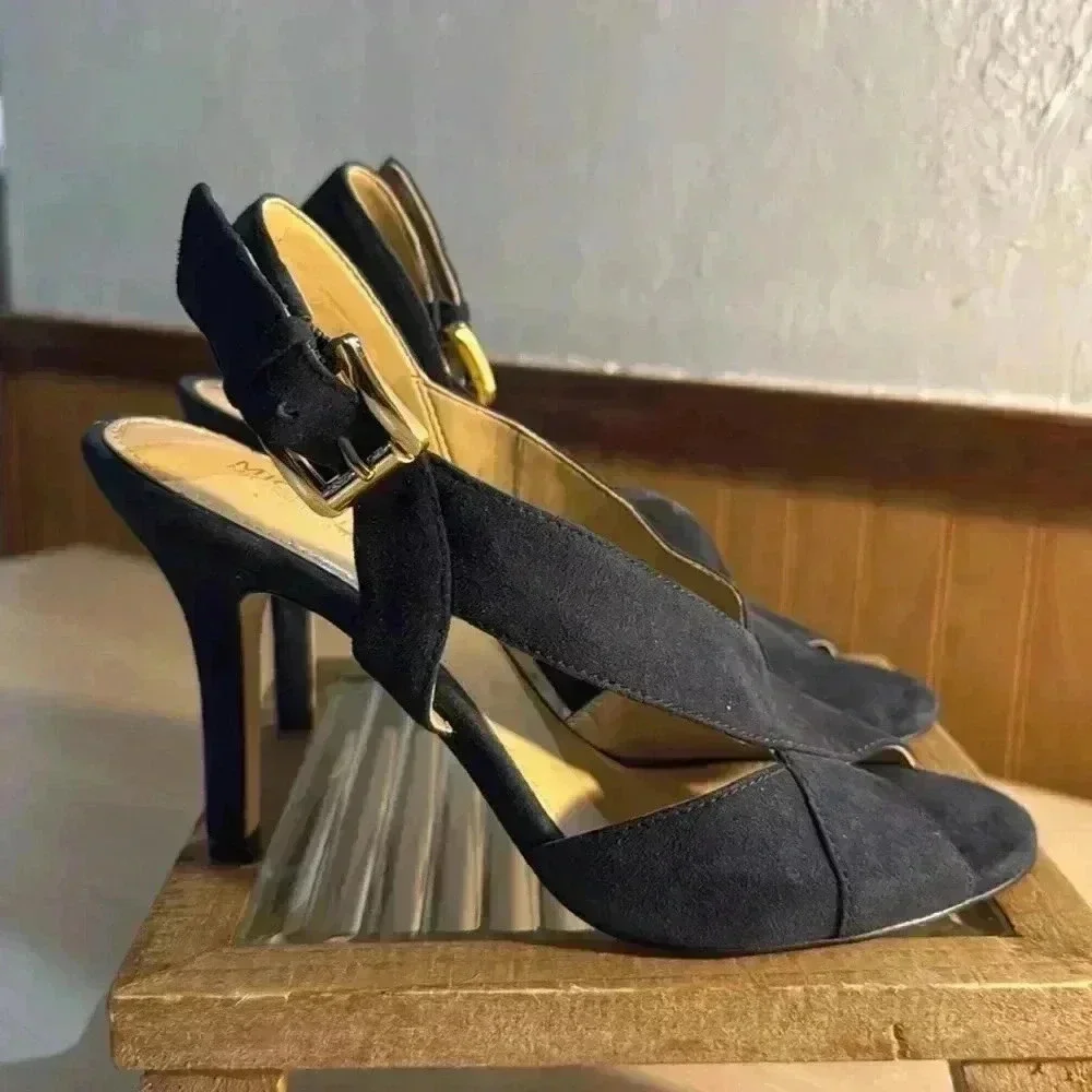 Michael Kors “Becky” Criss Cross Blue Suede Sandals